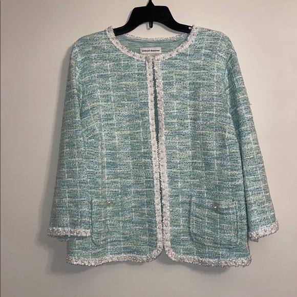 Alfred Dunner Tops - Alfred Dunner Mint Textured Blouse with White Edging